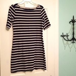 Navy & White Striped Dress